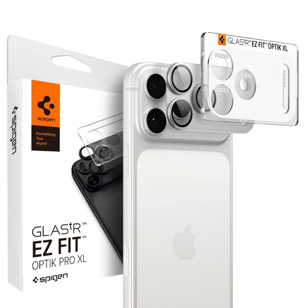 iPhone 18 Pro / 17 Pro Spigen Glass tR EZ Fit Optik Pro XL Kameralinsebeskyttelse - Sølv