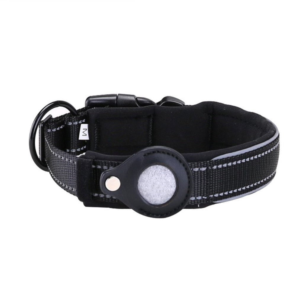 Hundehalsbånd med AirTag 1. & 2. Gen. Leather Deksel & Reflectors - XL - 50-55 cm.