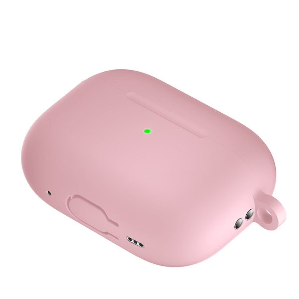 Apple Airpods Pro 2nd Gen (2022) Silikondeksel med Karabinkrok - Lyserød