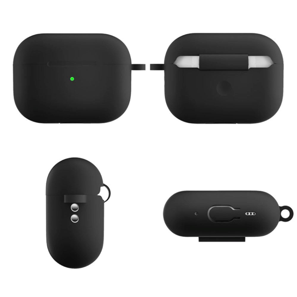Apple Airpods Pro 2nd Gen (2022) Silikondeksel med Karabinkrok - Sort