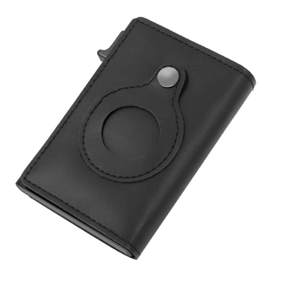 Pop Up Skinnkortholder m. Innebygd Holder for AirTag 1. & 2. Gen. - Svart