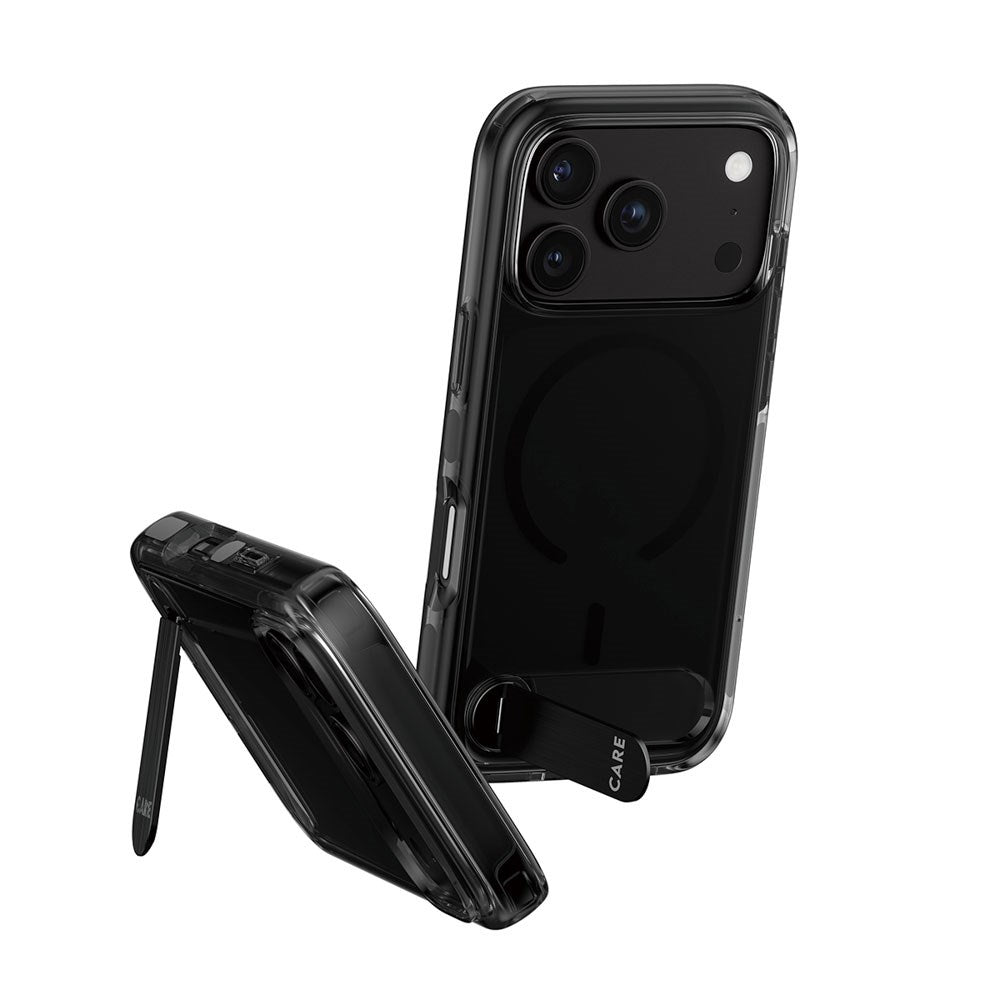 iPhone 18 Pro / 17 Pro CARE by PanzerGlass Feature Kickstand Deksel - MagSafe Kompatibel - Svart / Gjennomsiktig