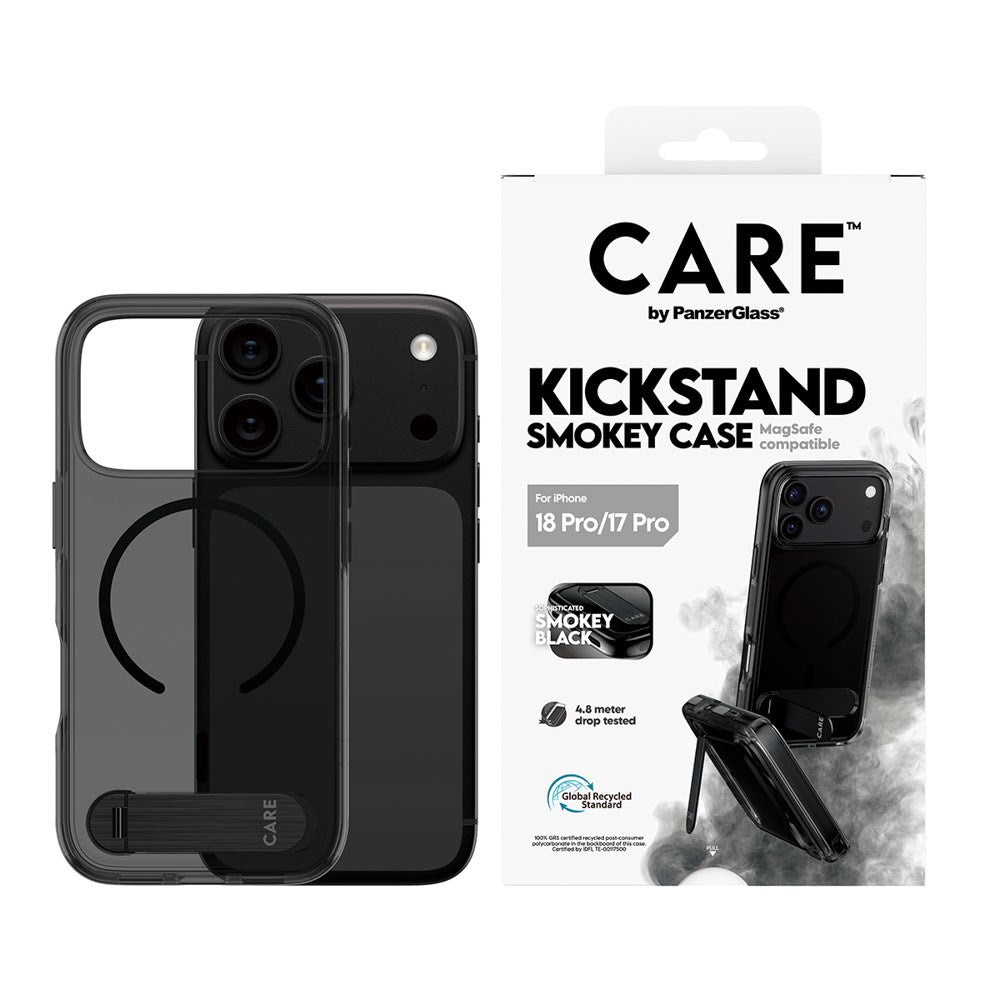 iPhone 18 Pro / 17 Pro CARE by PanzerGlass Feature Kickstand Deksel - MagSafe Kompatibel - Svart / Gjennomsiktig