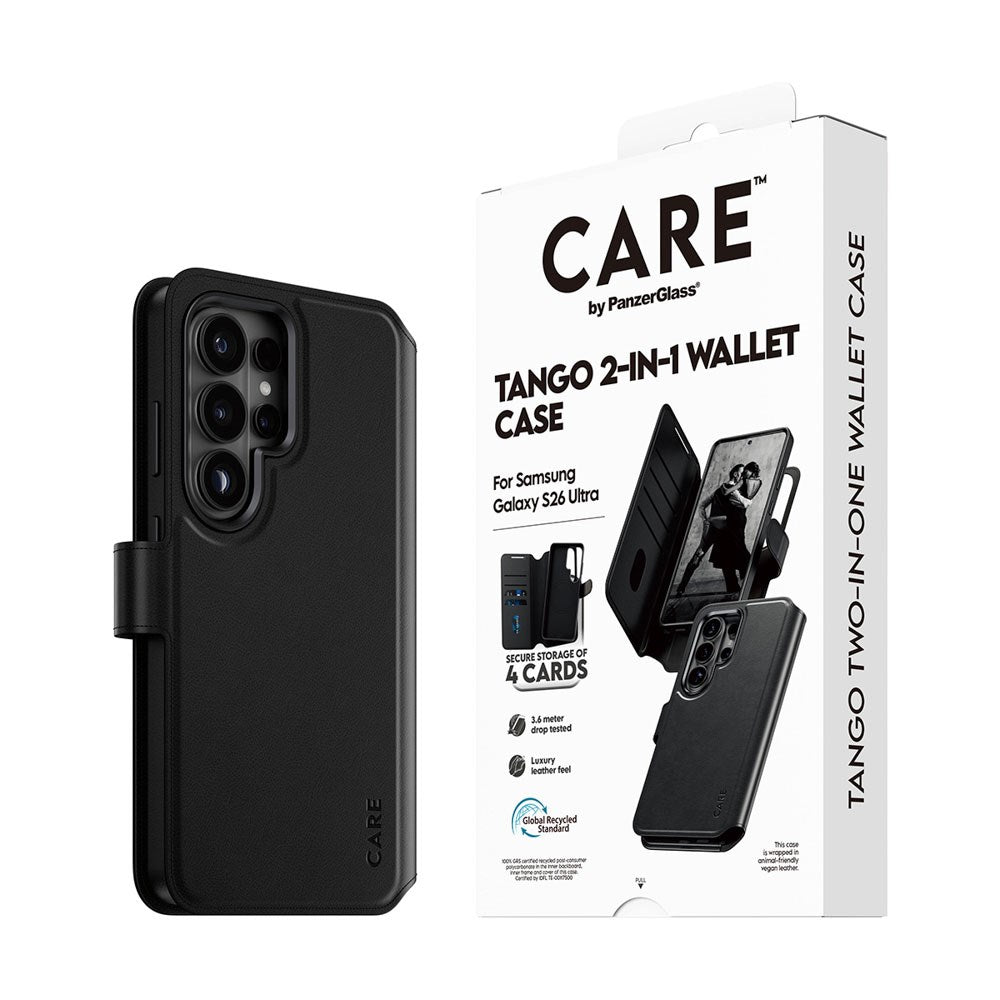 Samsung Galaxy S26 Ultra CARE by PanzerGlass Feature Tango 2-in-1 Deksel med Lommebok - Svart