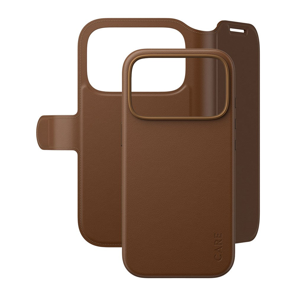iPhone 18 Pro / 17 Pro CARE by PanzerGlass Feature Tango 2-in-1 Deksel med Lommebok - MagSafe Kompatibel - Brun