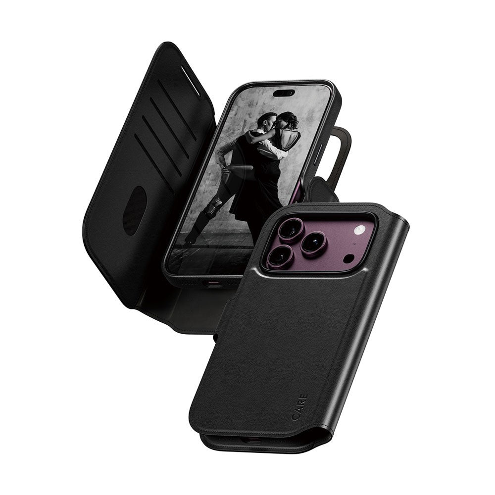 iPhone 18 Pro / 17 Pro CARE by PanzerGlass Feature Tango 2-in-1 Deksel med Lommebok - MagSafe Kompatibel - Svart