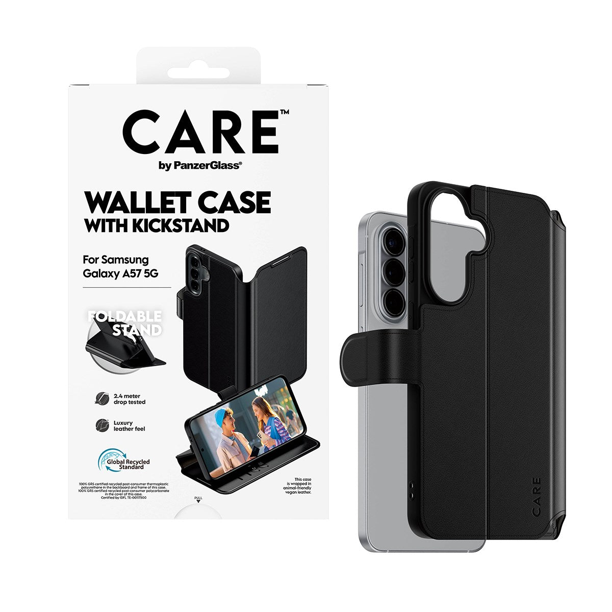 Samsung Galaxy A57 CARE by PanzerGlass Feature Wallet Case med Stativfunksjon - Svart