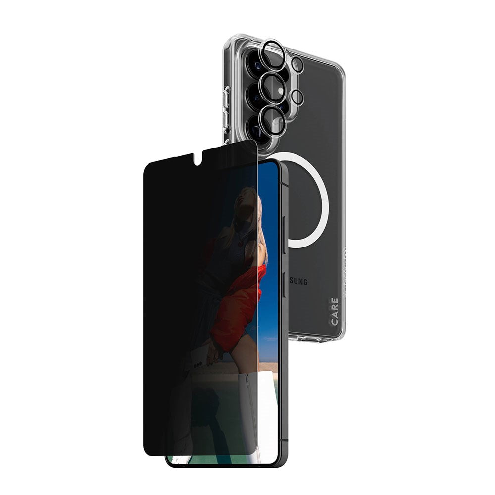 Samsung Galaxy S26 Ultra Urban Combat 3-in-1 Privacy Bundle med Deksel / Skjermbeskyttelse (Privacy) / Kamerabeskyttelse - Qi Kompatibel - Gjennomsiktig