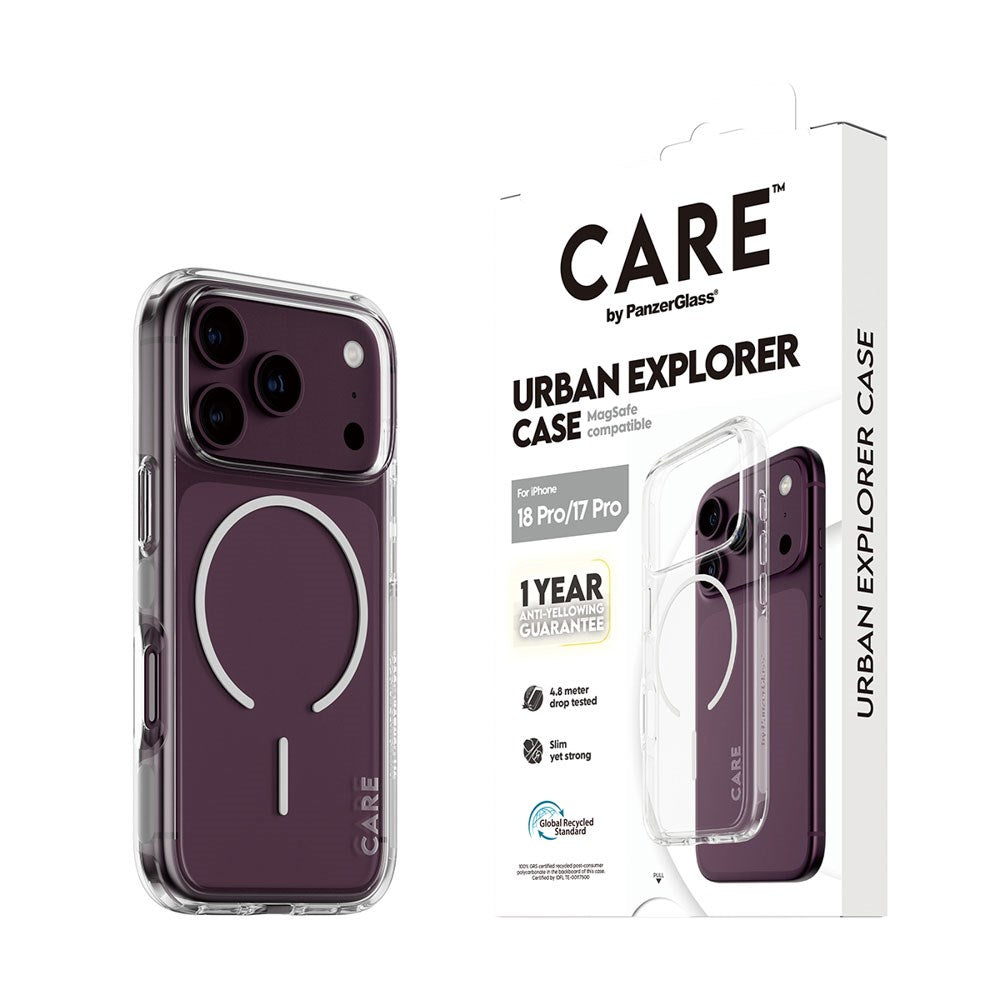 iPhone 18 Pro / 17 Pro CARE by PanzerGlass FLAGSHIP Urban Explorer Deksel - MagSafe Kompatibel - Transparent / White