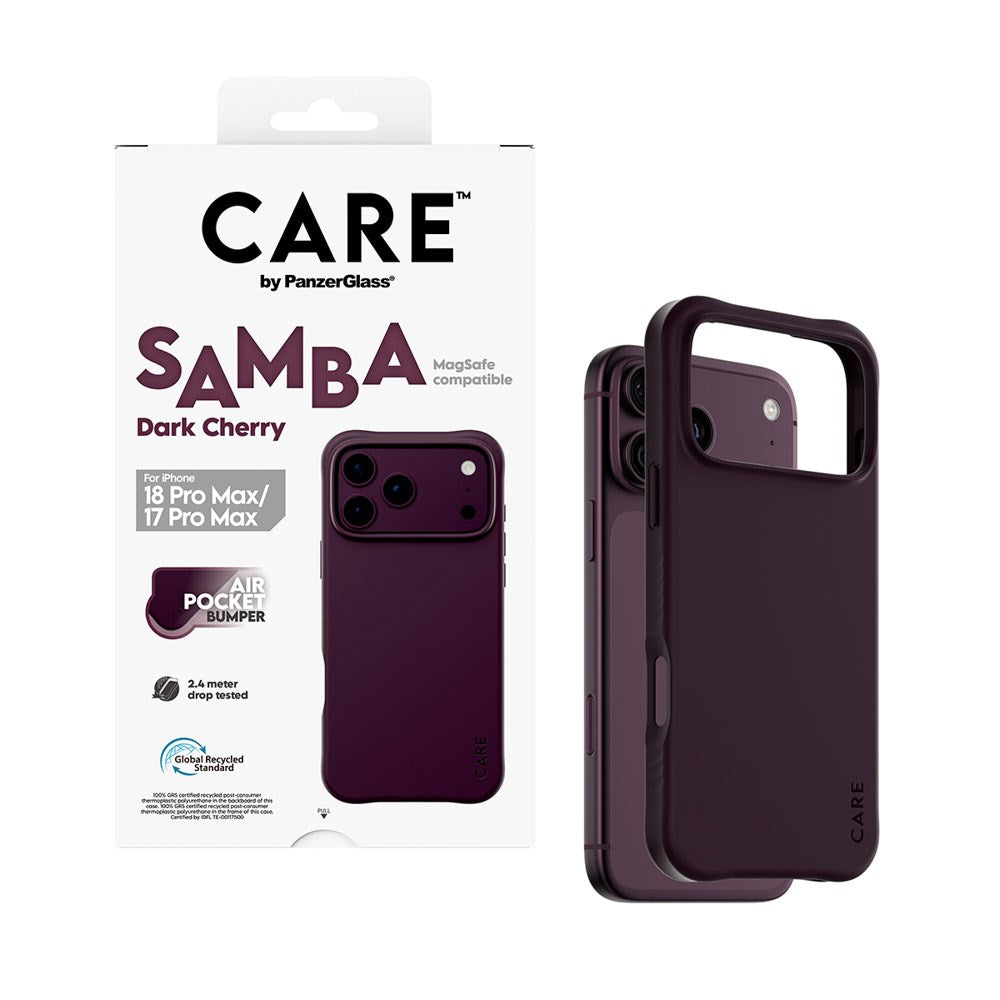 iPhone 18 Pro Max / 17 Pro Max CARE by PanzerGlass Fashionable Samba Deksel - MagSafe Kompatibel - Dark Cherry
