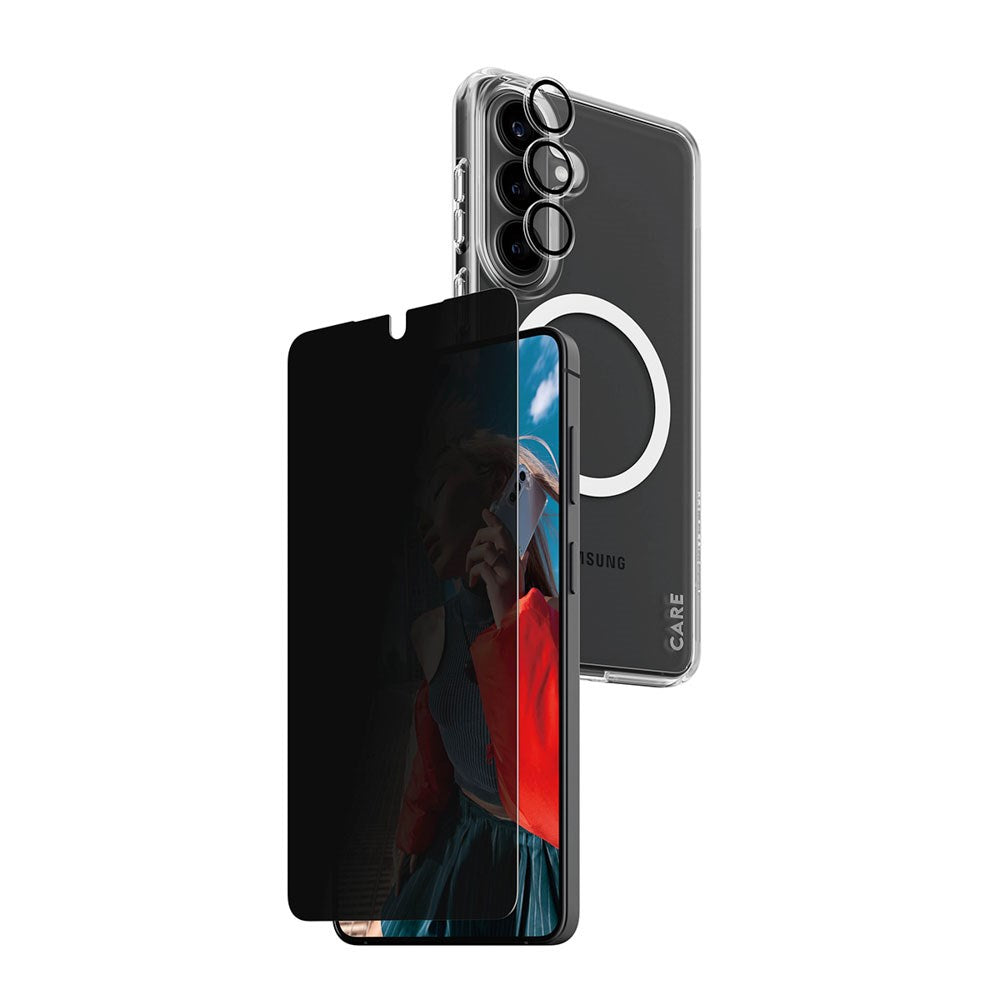 Samsung Galaxy S26+ (Plus) Urban Combat 3-in-1 Privacy Bundle med Deksel / Skjermbeskyttelse (Privacy) / Kamerabeskyttelse - Qi Kompatibel - Gjennomsiktig