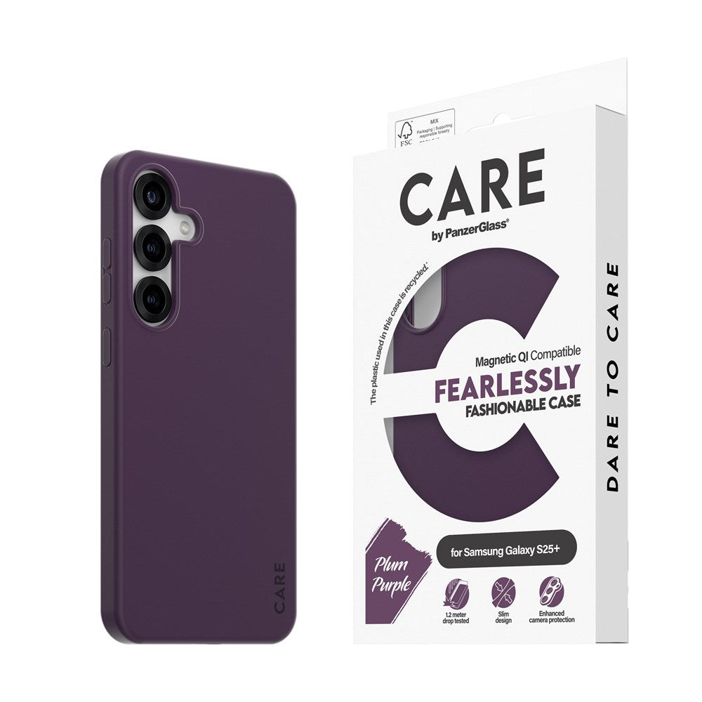 CARE by PanzerGlass Samsung Galaxy S25+ (Plus) FASHION Fearlessly Fashionable Deksel - QI Kompatibel - Plum Purple
