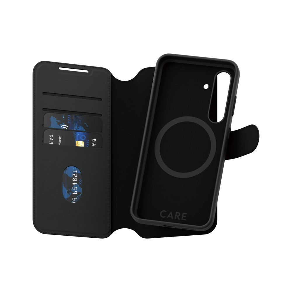 CARE by PanzerGlass Samsung Galaxy S25+ (Plus) Feature Tango 2-in-1 Deksel med Lommebok - Qi Kompatibel - Svart