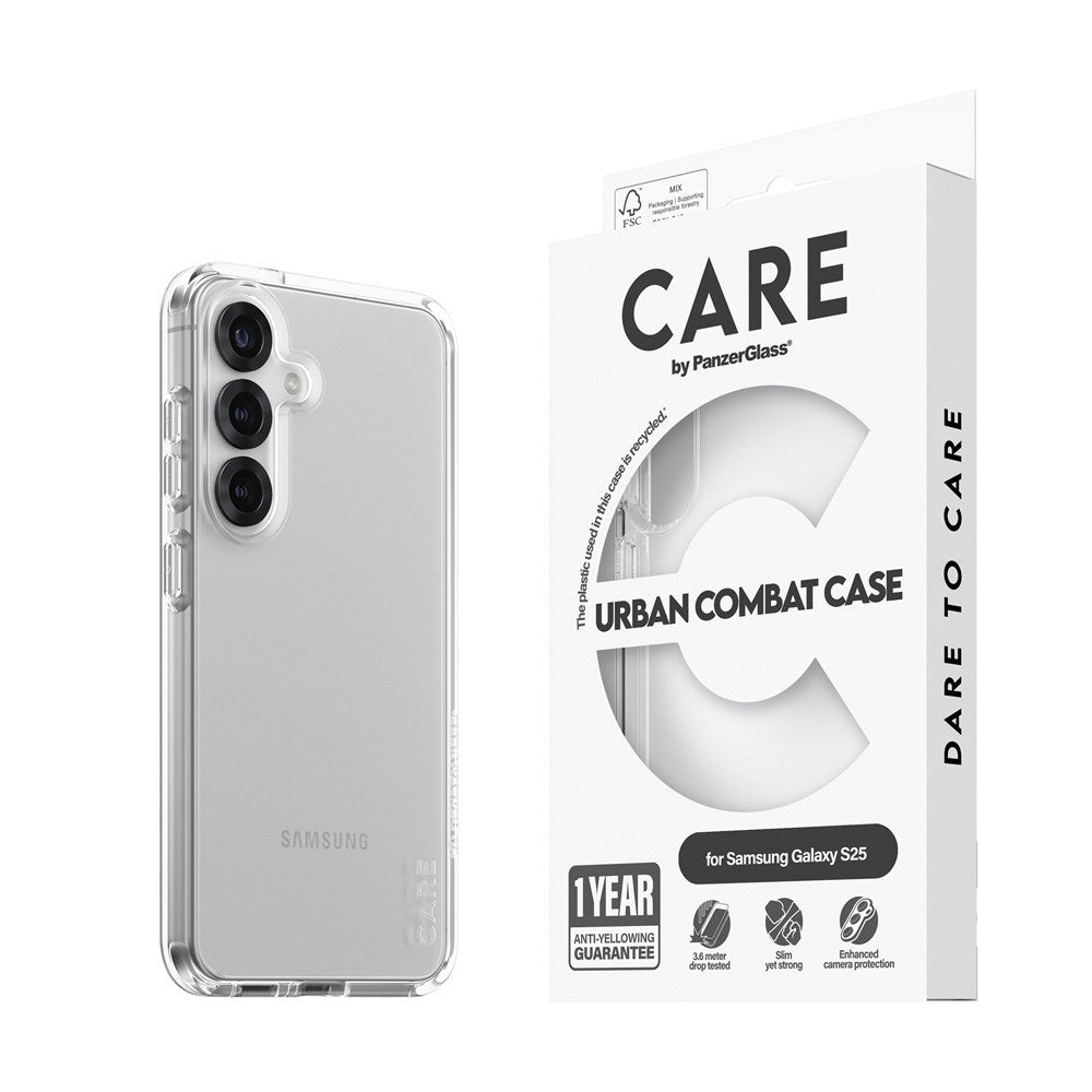 CARE by PanzerGlass Samsung Galaxy S25 FLAGSHIP Urban Combat Deksel - Gjennomsiktig