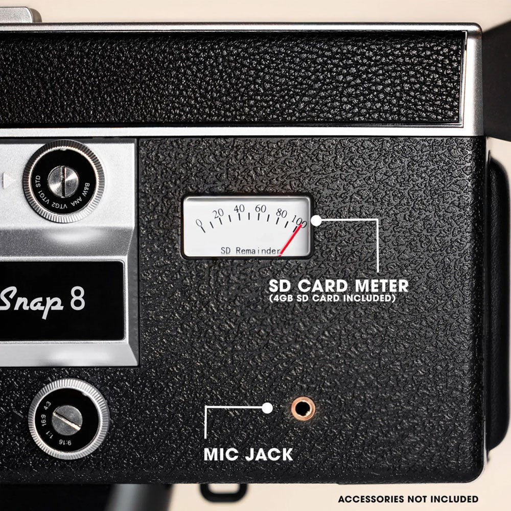 Camp Snap Videokamera med Retro-Utseende - 2,7K Oppløsning - inkl. 4 GB SD-Kort - Svart
