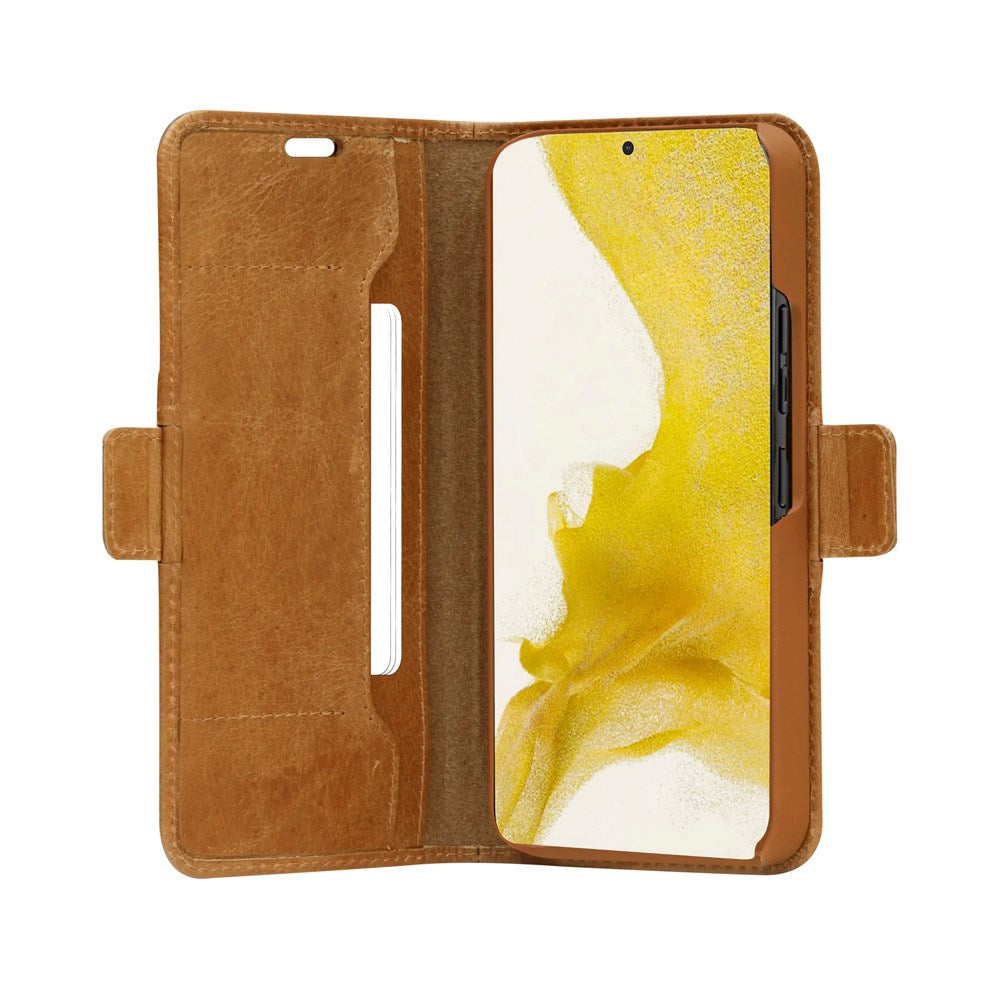 Samsung Galaxy S22 dbramante1928 Copenhagen Slim Ekte Skinn Flip Deksel m. Lommebok - Tan