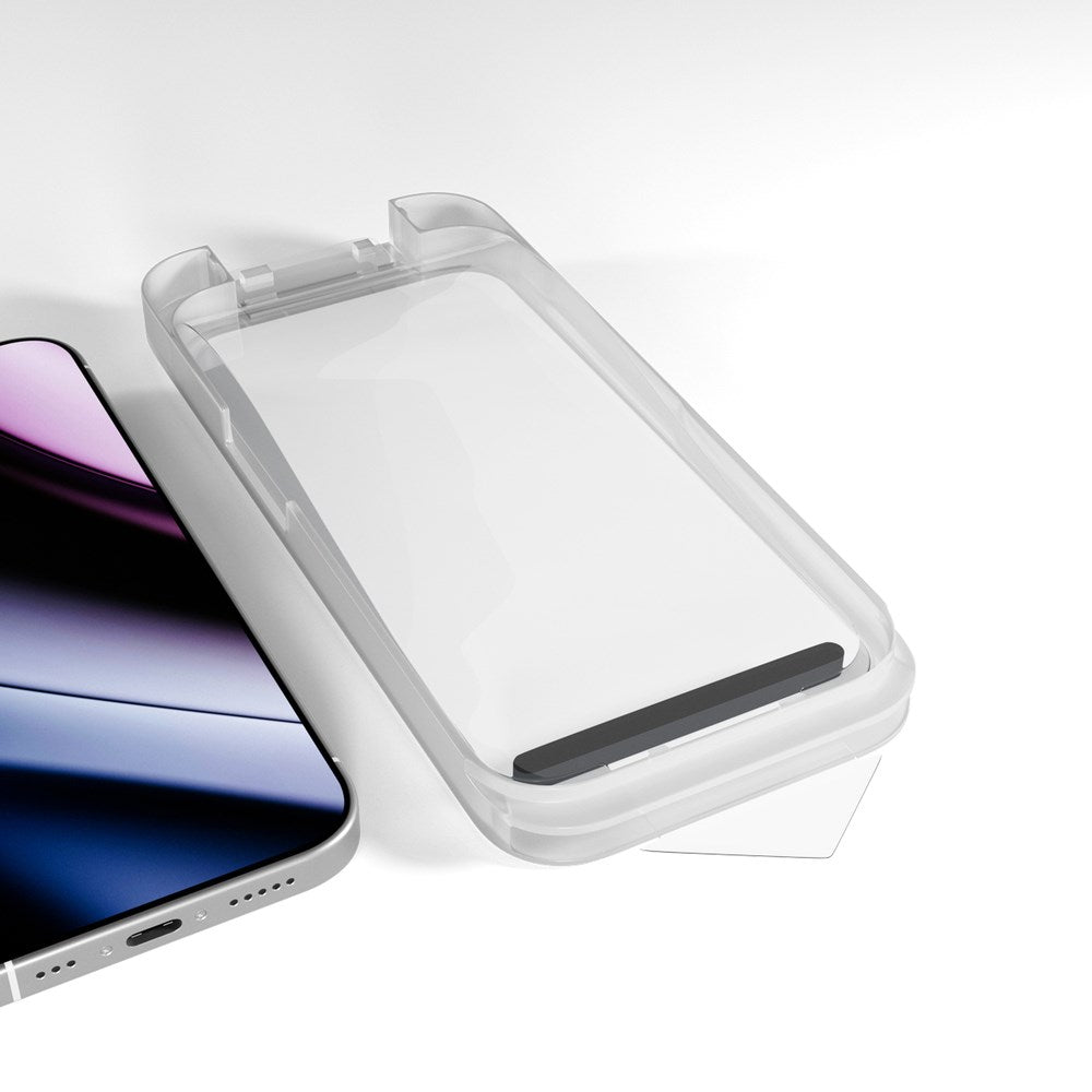 iPhone 18 Pro / 17 Pro Epico Glass Protector Skjermbeskyttelsesglass med Monteringsramme - Gjennomsiktig