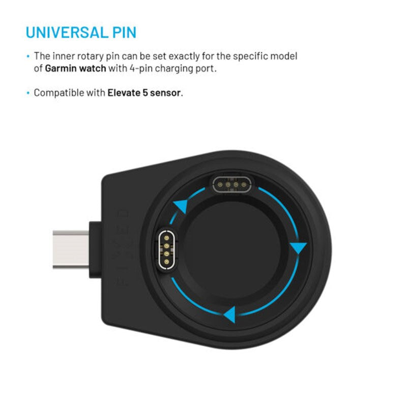 Fixed Trådløs USB-C Lader til Garmin Smartwatch – Svart