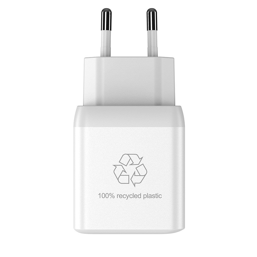 Upström Circular GaN 35W Resirkulert Plast Vegglader med 2 x USB-C - Hvit