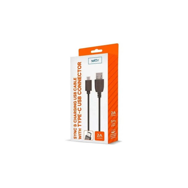 Setty USB-A til USB-C Kabel 2A - 1m - Svart