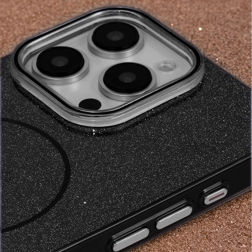 iPhone 12/12 Pro Glitter Thin Deksel - MagSafe Kompatibel - Svart