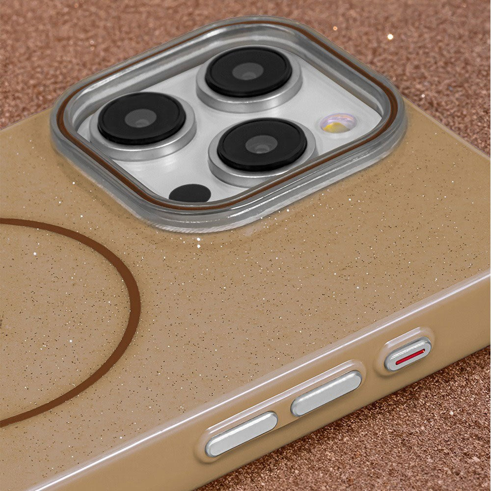 iPhone 15 Glitter Thin Deksel - MagSafe Kompatibel - Brun