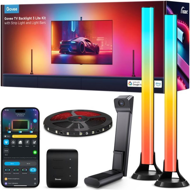 Govee TV BackLight 3 Lite Kit med Strip Light og Light Bars - 55 - 65" - Svart