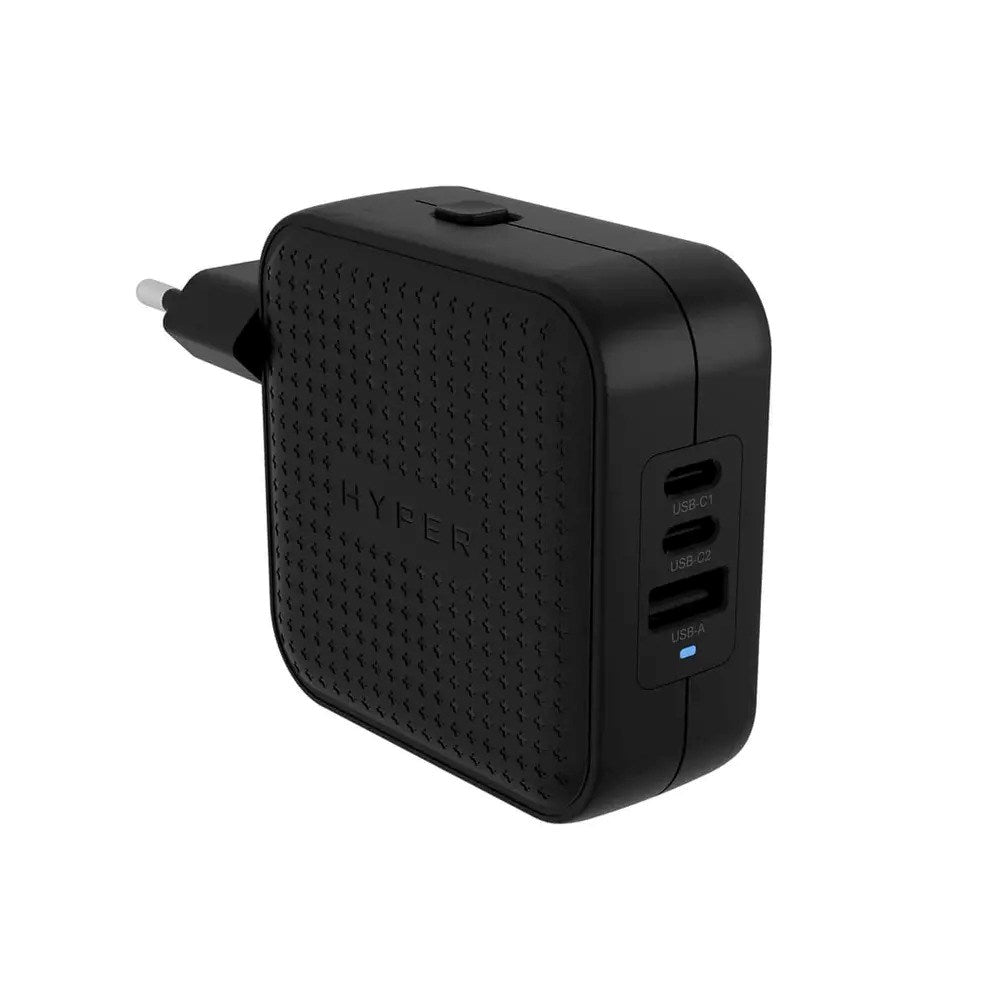 Targus HyperJuice 70W Reiselader m. 1x USB-A & 2x USB-C - inkl. 4x Adapterplugger - Svart