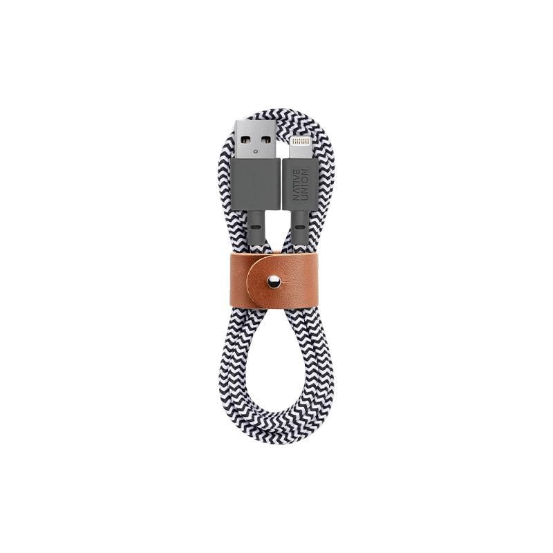 Native Union Belt Kabel USB-A til Lightning med Skinnspende 1.2 meter - Zebra