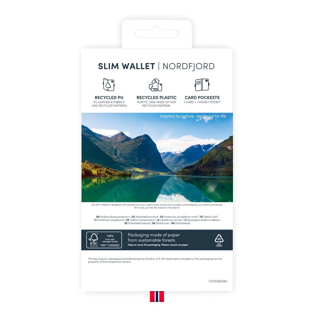iPhone 14 Plus Key Nordfjord Slim Magnet Wallet Kunstskinn Flipdeksel - Svart