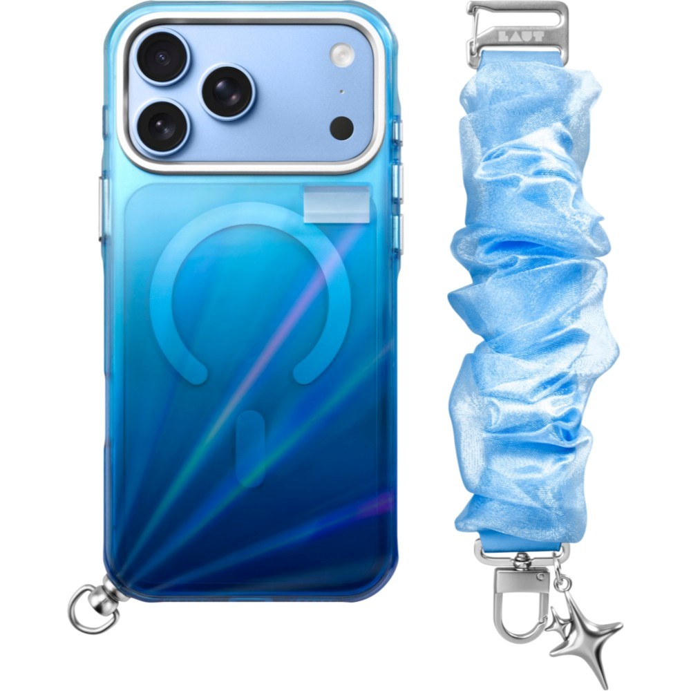 iPhone 18 Pro Max / 17 Pro Max LAUT NOVA GLOW Deksel med Stropp og Stjerne Smykke - MagSafe Kompatibel - Blå