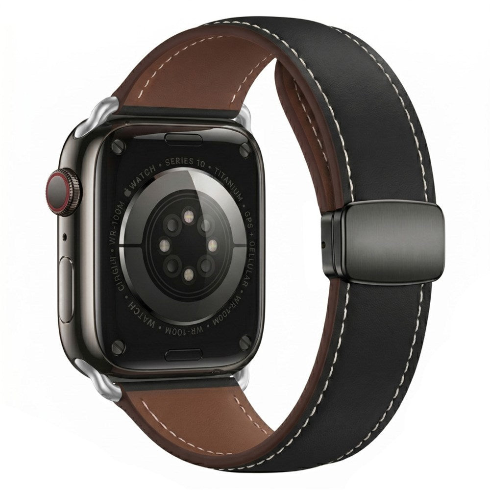 Apple Watch (38/40/41/42 mm) Lippa Magnetisk Klokkerem i Kunstskinn - Svart