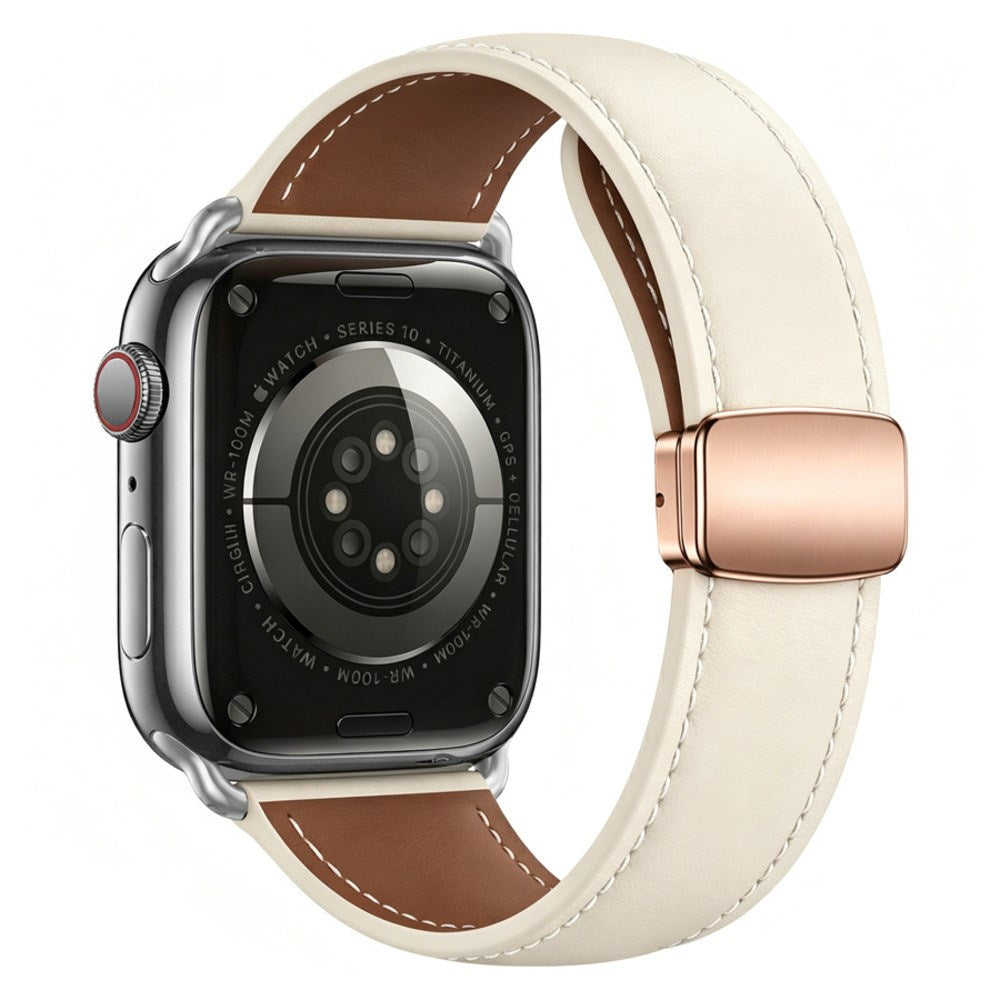 Apple Watch (38/40/41/42 mm) Lippa Magnetisk Klokkerem i Kunstskinn - Beige