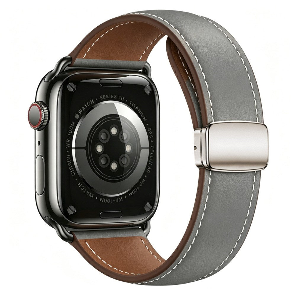 Apple Watch (38/40/41/42 mm) Lippa Magnetisk Klokkerem i Kunstskinn - Grå