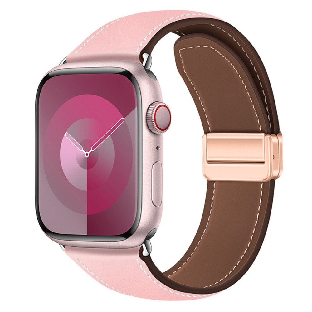 Apple Watch (42/44/45/46/49 mm) Lippa Magnetisk Klokkerem i Kunstskinn - Rosa