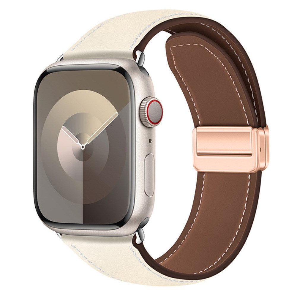 Apple Watch (42/44/45/46/49 mm) Lippa Magnetisk Klokkerem i Kunstskinn - Beige