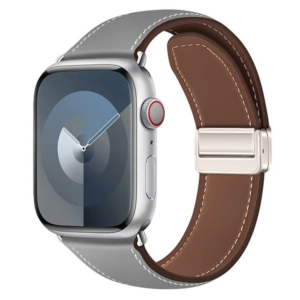 Apple Watch (42/44/45/46/49 mm) Lippa Magnetisk Klokkerem i Kunstskinn - Grå