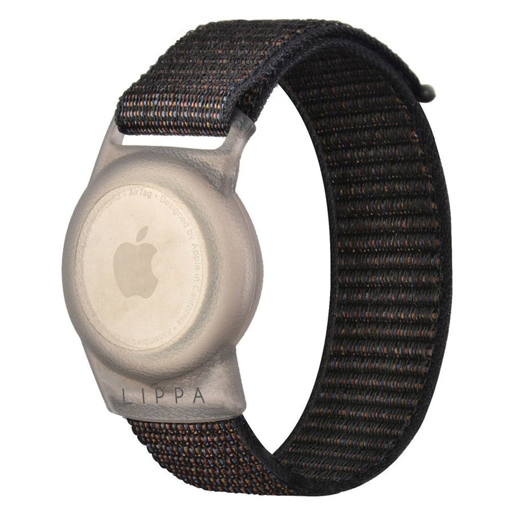 Lippa Justerbart Nylon Armbånd for AirTag 1. & 2. Gen. - Svart