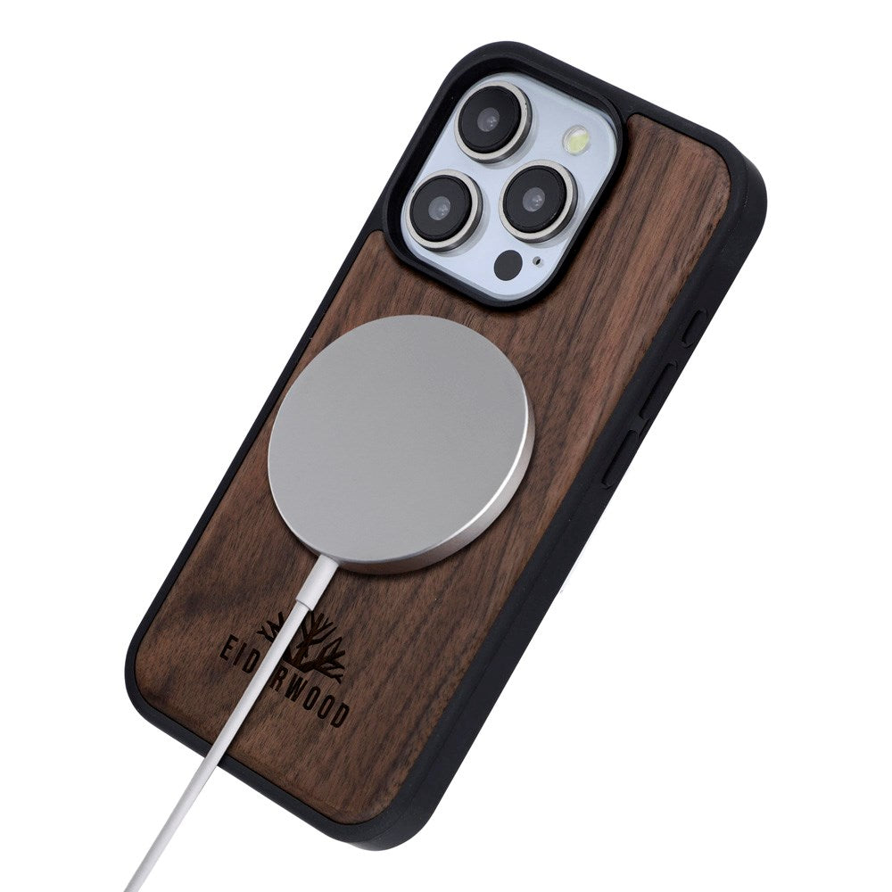 EIDERWOOD iPhone 15 Pro Magnetisk Tredeksel - MagSafe Kompatibel - Valnøtttre