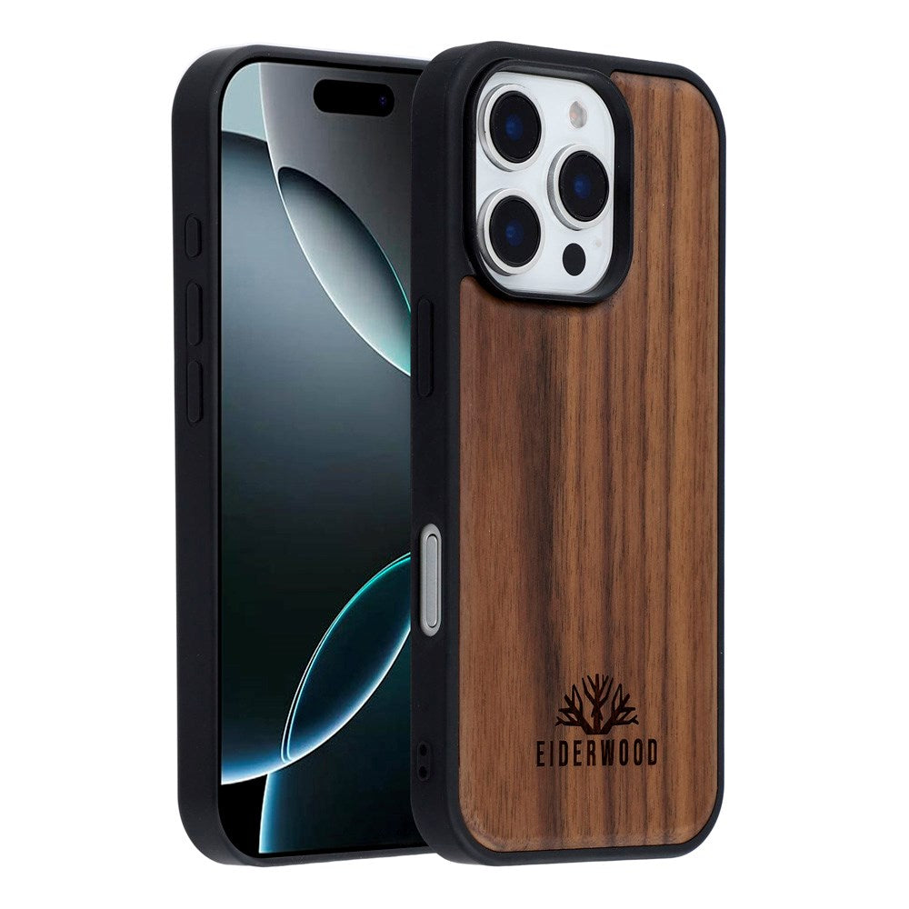 EIDERWOOD iPhone 16 Pro Magnetisk Tredeksel - MagSafe Kompatibel - Valnøtttre