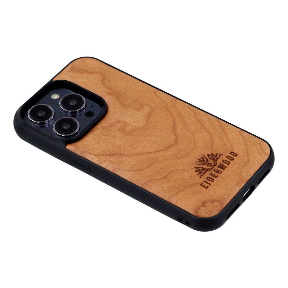 EIDERWOOD iPhone 14 Pro Magnetisk Tredeksel - MagSafe Kompatibel - Kirsebærtre