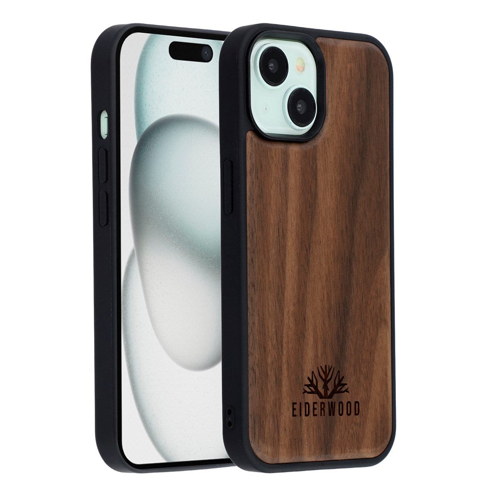 EIDERWOOD iPhone 15 Magnetisk Tredeksel - MagSafe Kompatibel - Valnøtttre