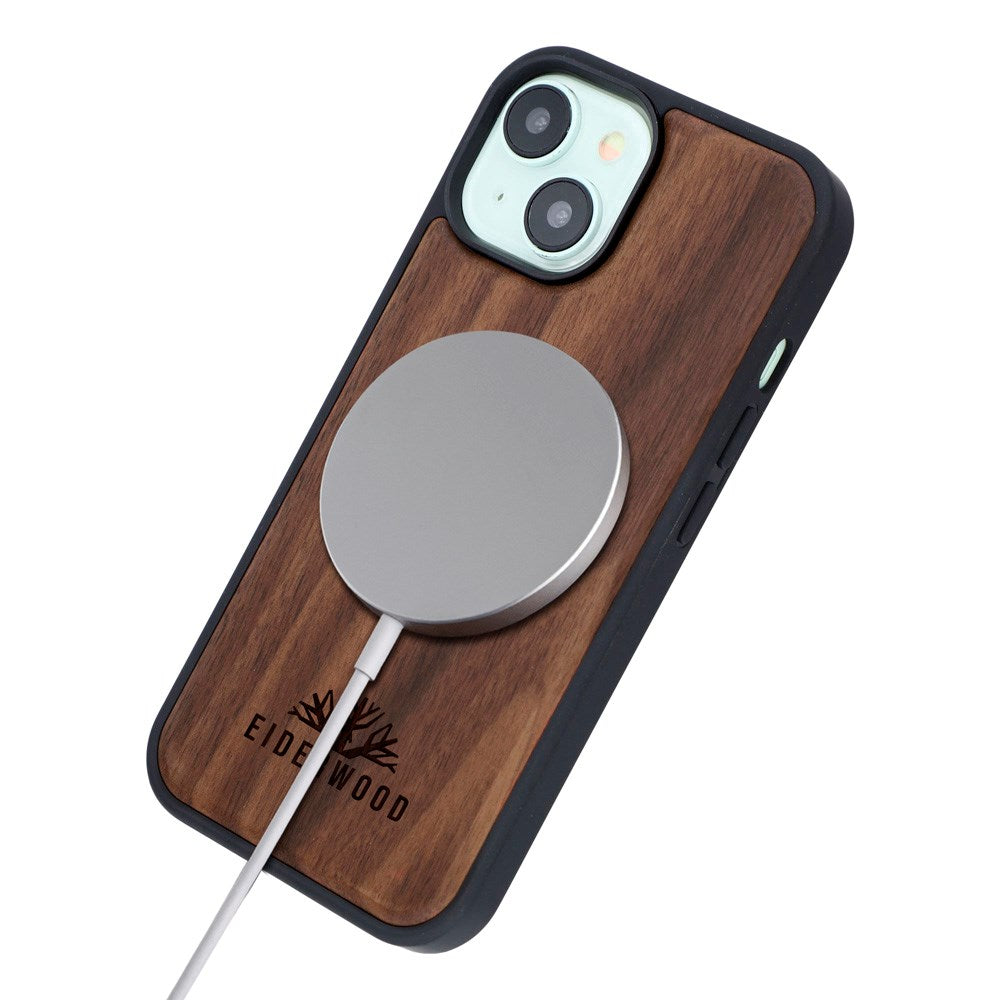 EIDERWOOD iPhone 15 Magnetisk Tredeksel - MagSafe Kompatibel - Valnøtttre