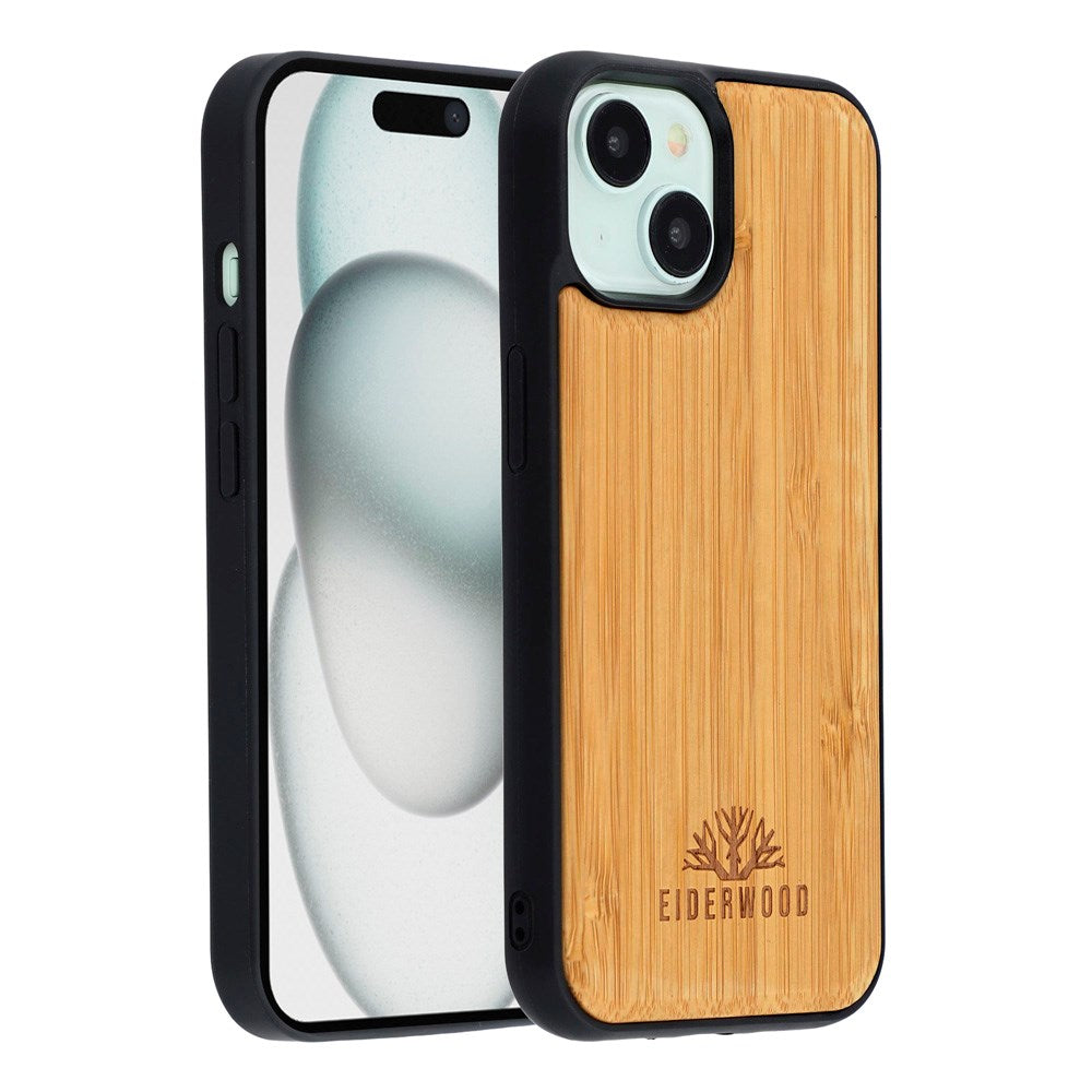 EIDERWOOD iPhone 15 Magnetisk Tredeksel - MagSafe Kompatibel - Bambustre