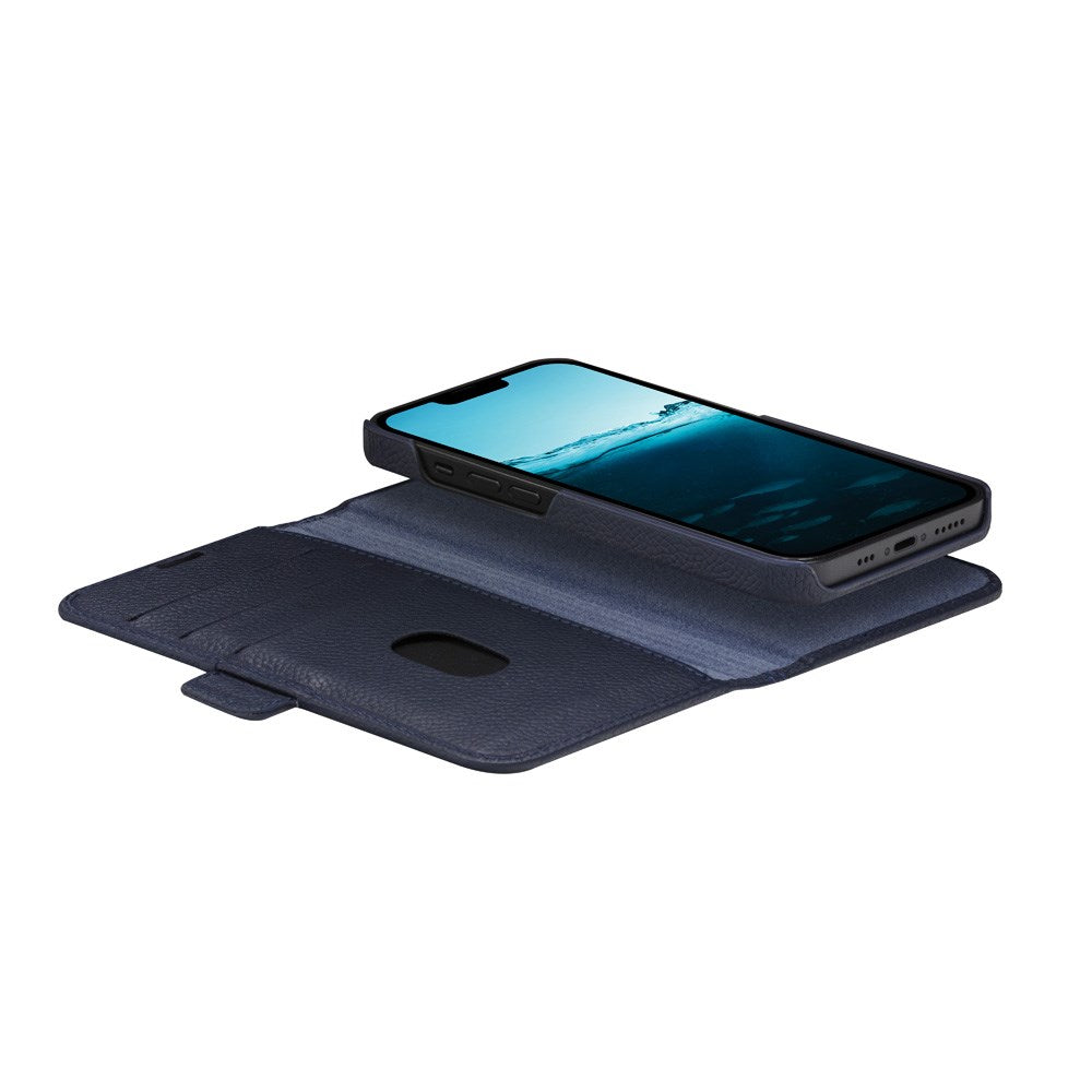iPhone 14 Pro Max dbramante1928 New York 2-i-1 Ekte Skinn Flip Deksel - Pacific Blue