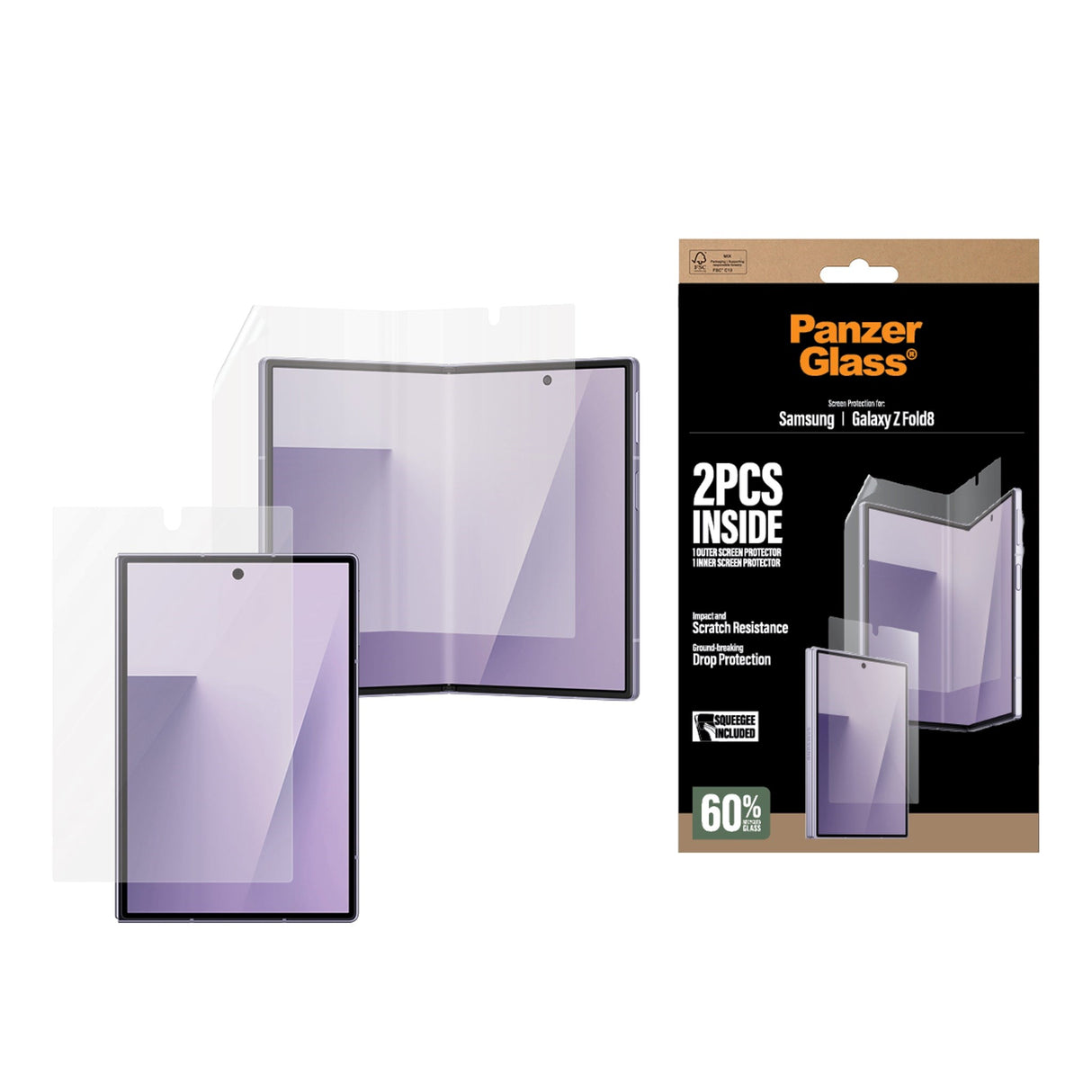 Samsung Galaxy Z Fold8 PanzerGlass® Classic Fit Skjermbeskytter For Forside Og Innvendig - Gjennomsiktig