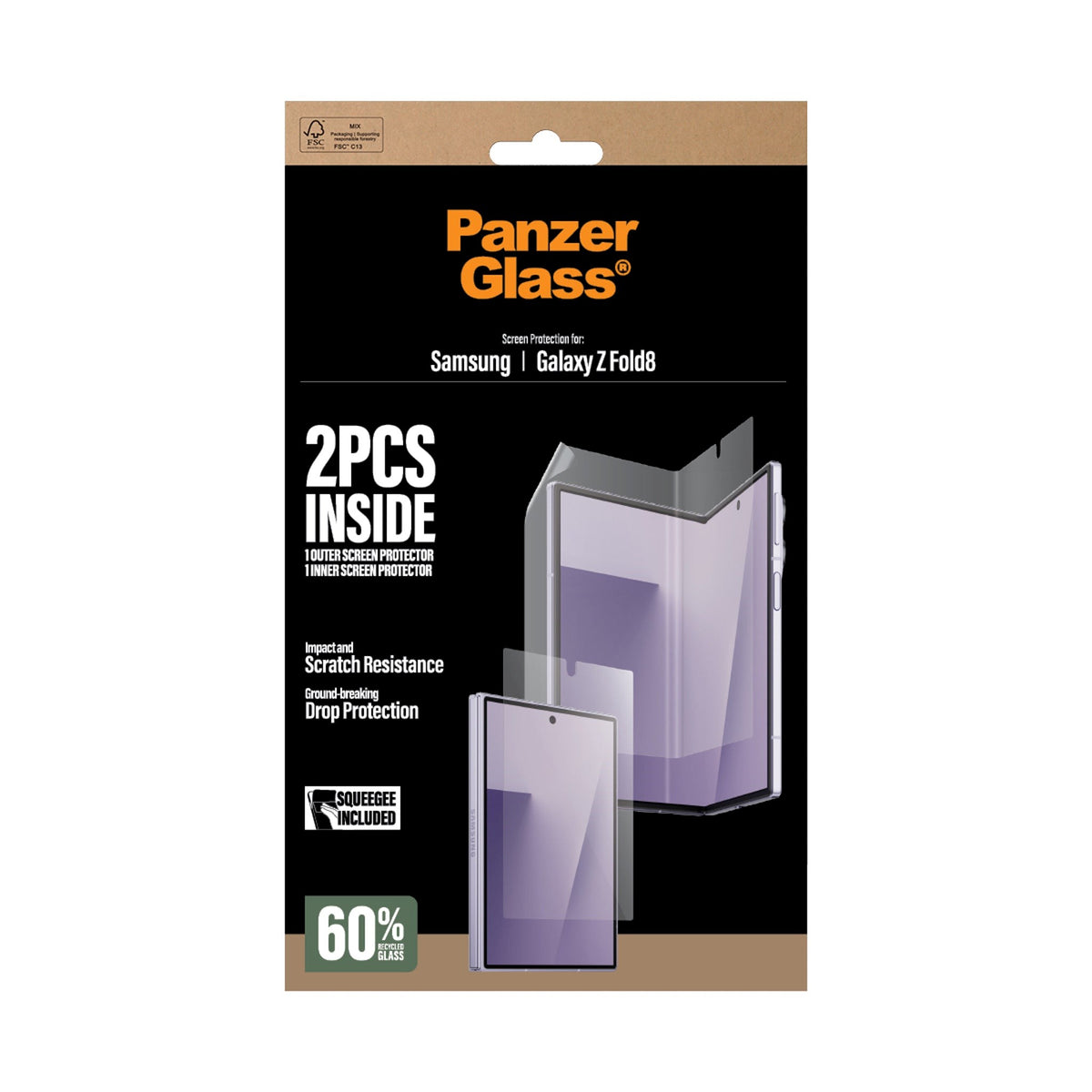 Samsung Galaxy Z Fold8 PanzerGlass® Classic Fit Skjermbeskytter For Forside Og Innvendig - Gjennomsiktig