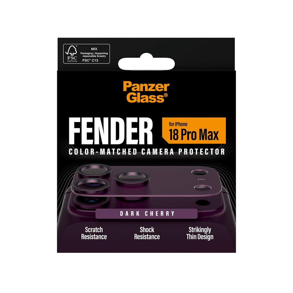 iPhone 18 Pro Max PanzerGlass FENDER Kameralinsebeskyttelse - Dark Cherry