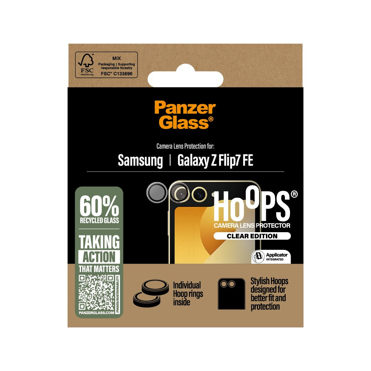 Samsung Galaxy Z Flip7 FE PanzerGlass Hoops Kameralinsebeskytter - Gjennomsiktig