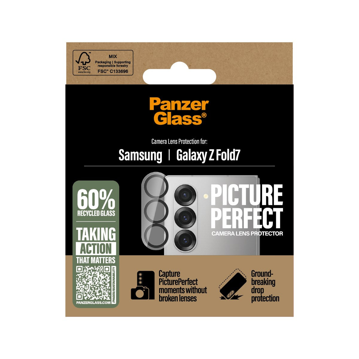 PanzerGlass Samsung Galaxy Z Fold7 PicturePerfect Kameralinsebeskytter - Gjennomsiktig / Svart